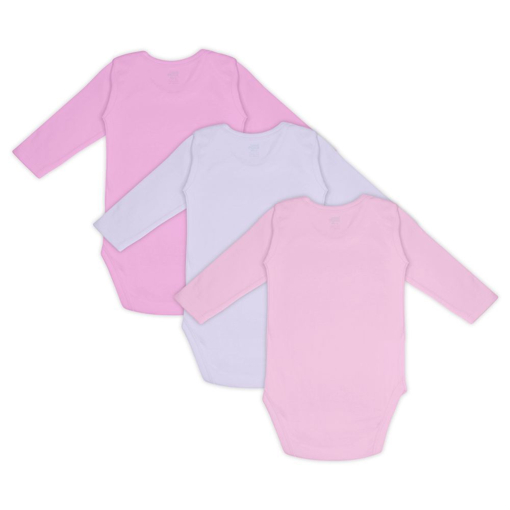 Babies Basic - 3pc-Set - Baby' Long Sleeves Bodysuit - Pink/Lavender/Light Pink