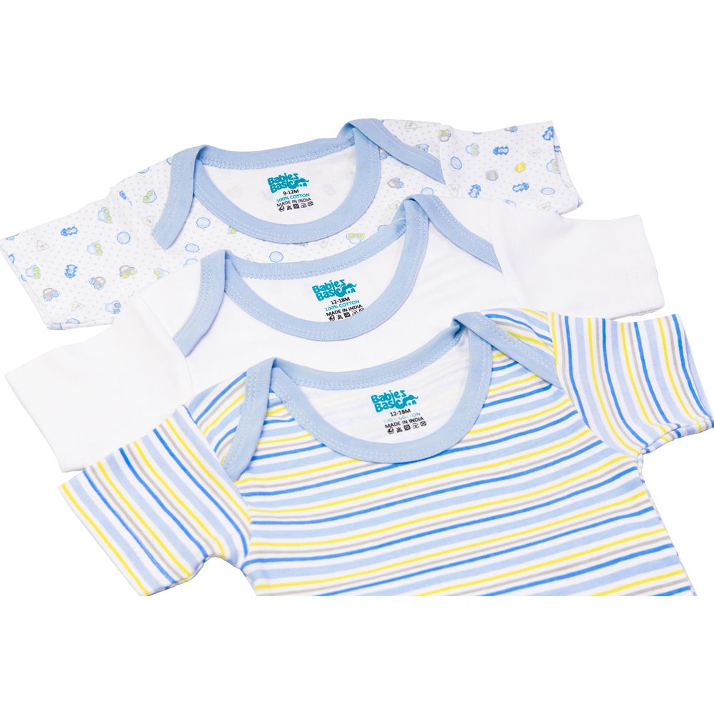 Babies Basic - 3pc-Set - Boys Printed Cotton Romper