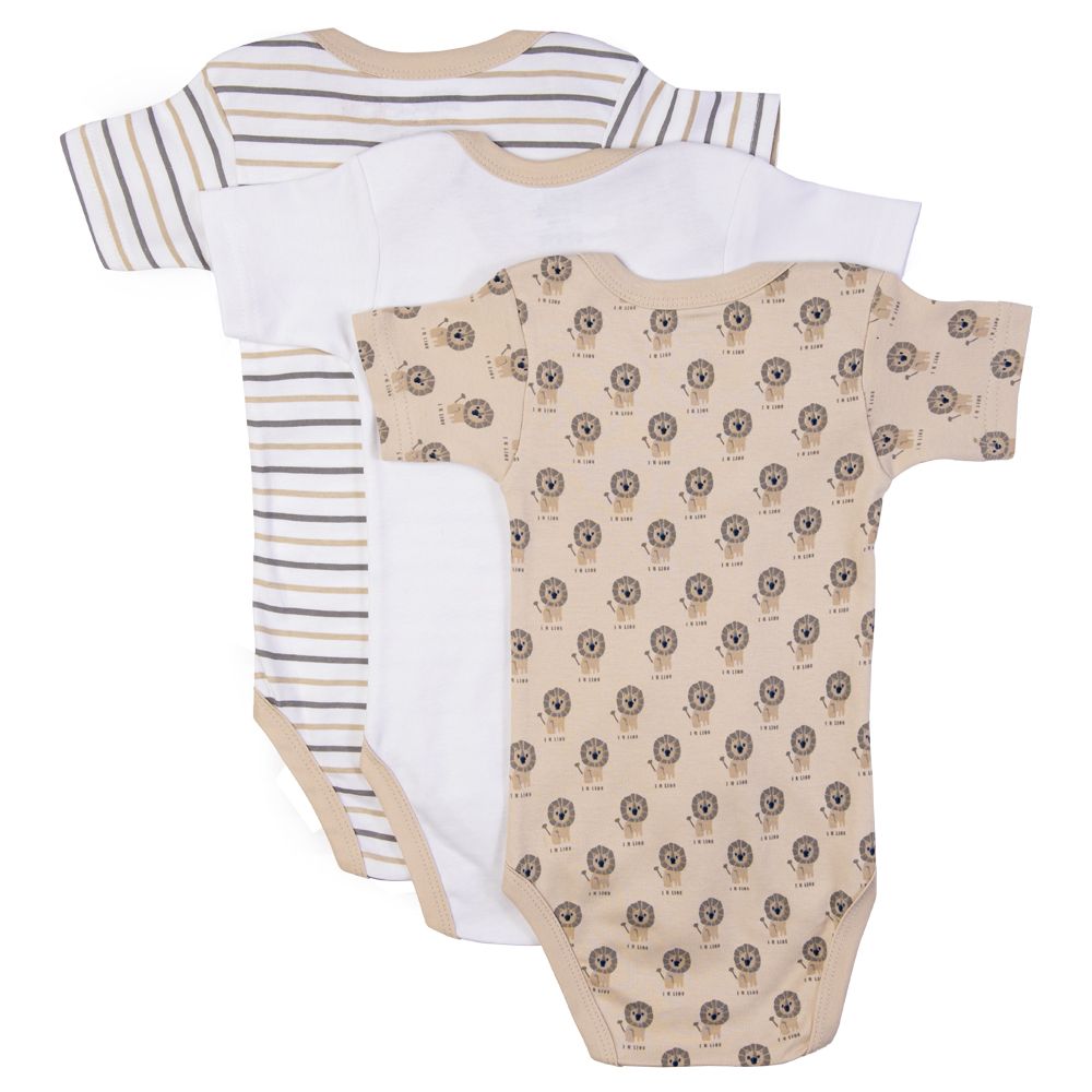 Babies Basic - 3pc-Set - Printed Cotton Romper