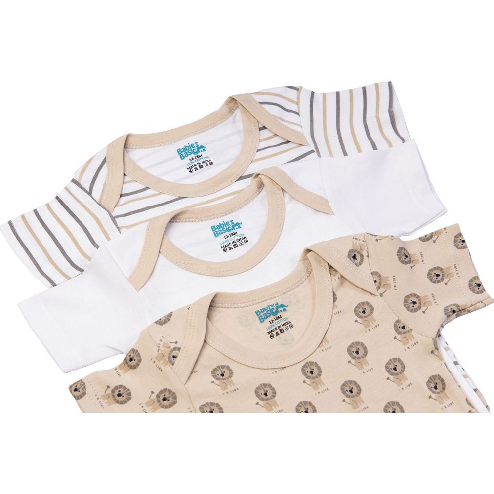 Babies Basic - 3pc-Set - Printed Cotton Romper