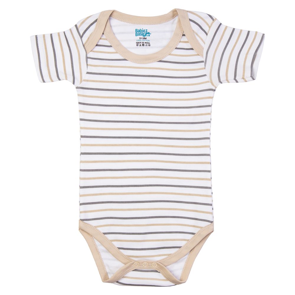 Babies Basic - 3pc-Set - Printed Cotton Romper