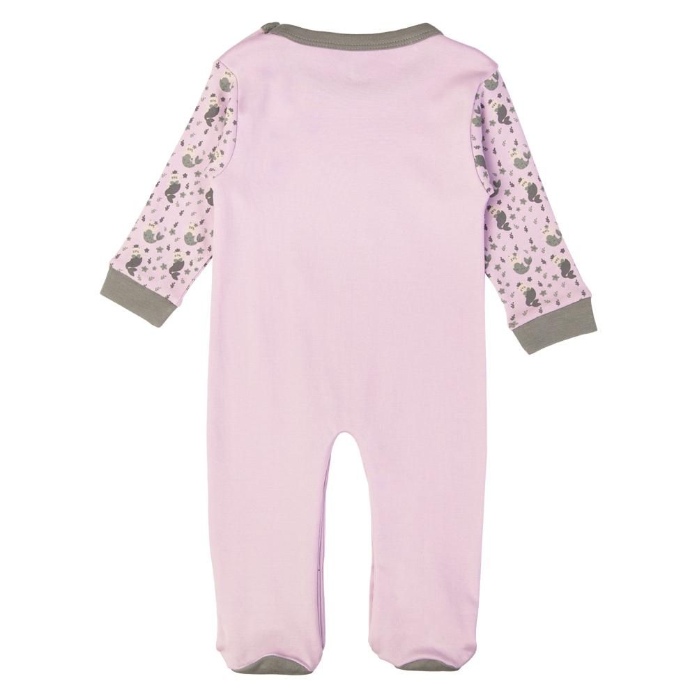 Babies Basic - Printed Long Sleeves Jumpsuit/Romper - Mauve