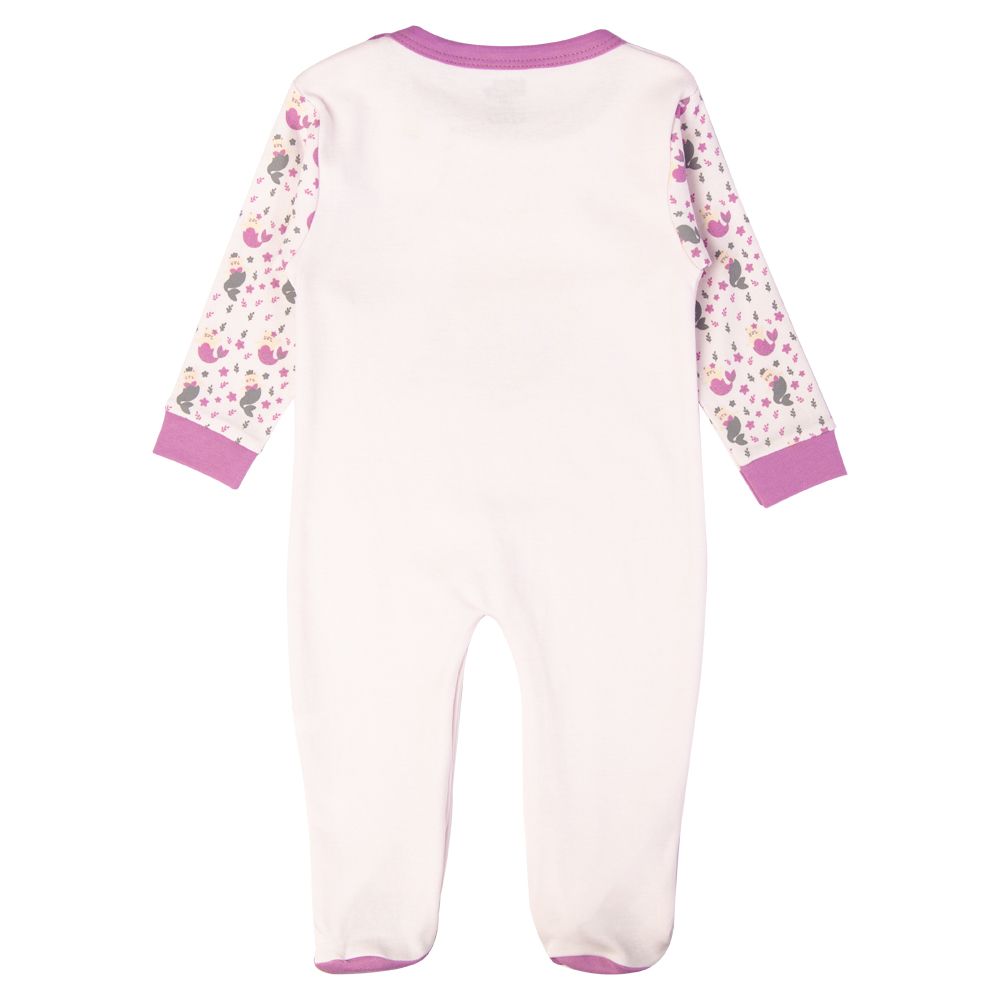 Babies Basic - Printed Long Sleeves Jumpsuit/Romper - Pink