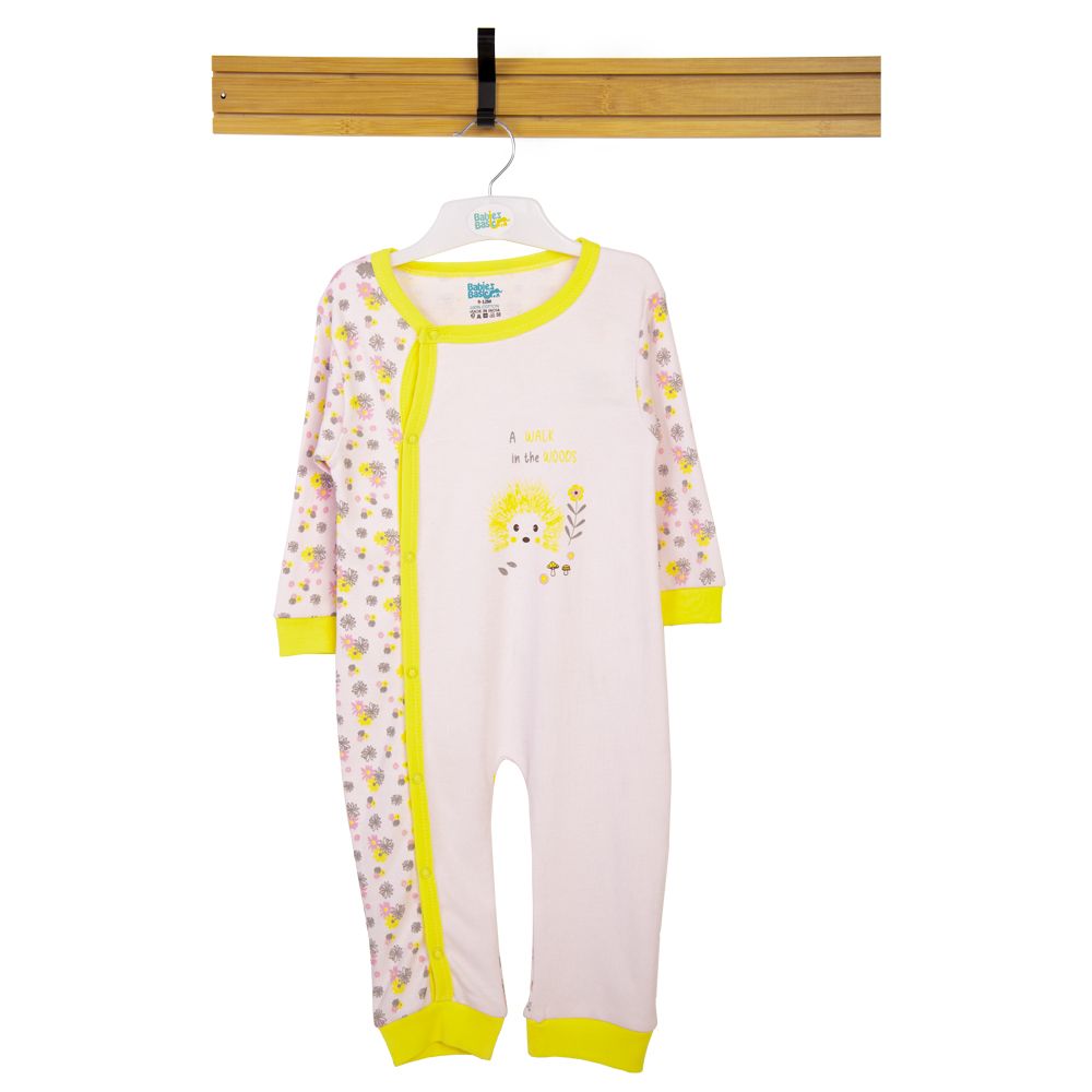 Babies Basic - Printed Long Sleeves Jumpsuit/Romper - Yellow