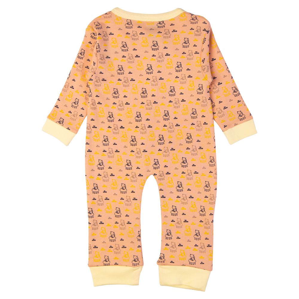 Babies Basic - Printed Romper/Sleepsuit - Peach