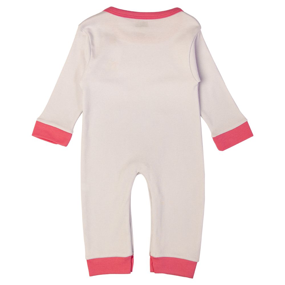 Babies Basic - Printed Long Sleeves Jumpsuit/Romper - Light Pink