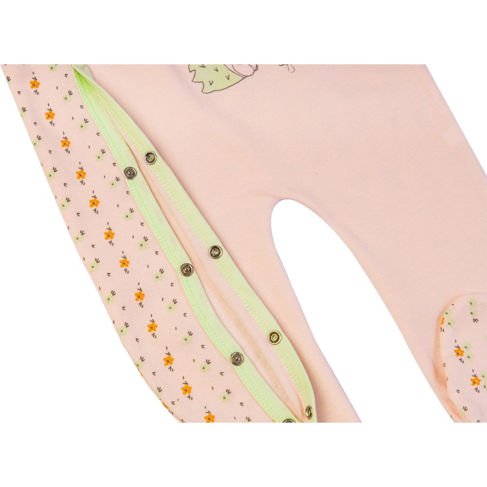 Babies Basic - Printed Long Sleeves Jumpsuit/Romper - Light Pink