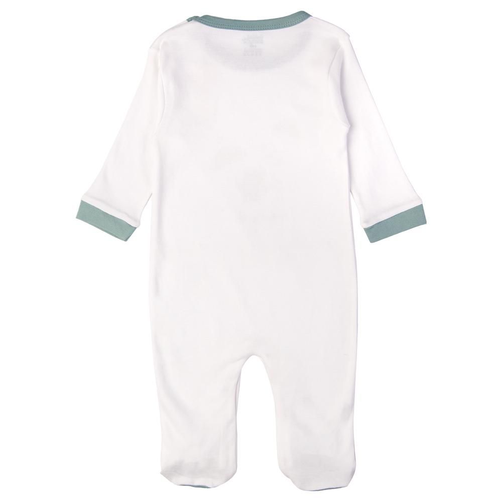 Babies Basic - Printed Long Sleeves Jumpsuit/Sleepsuit - White