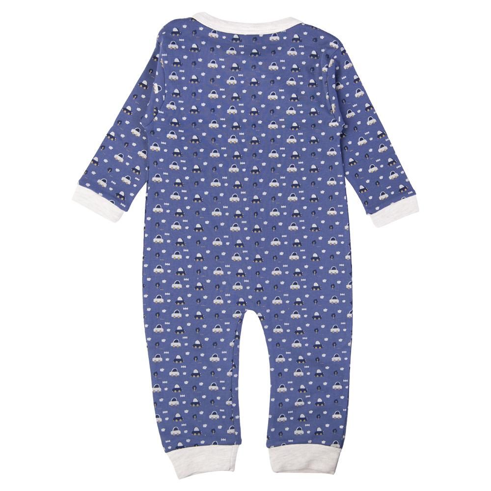 Babies Basic - Printed Long Sleeves Jumpsuit - Airforce Blue