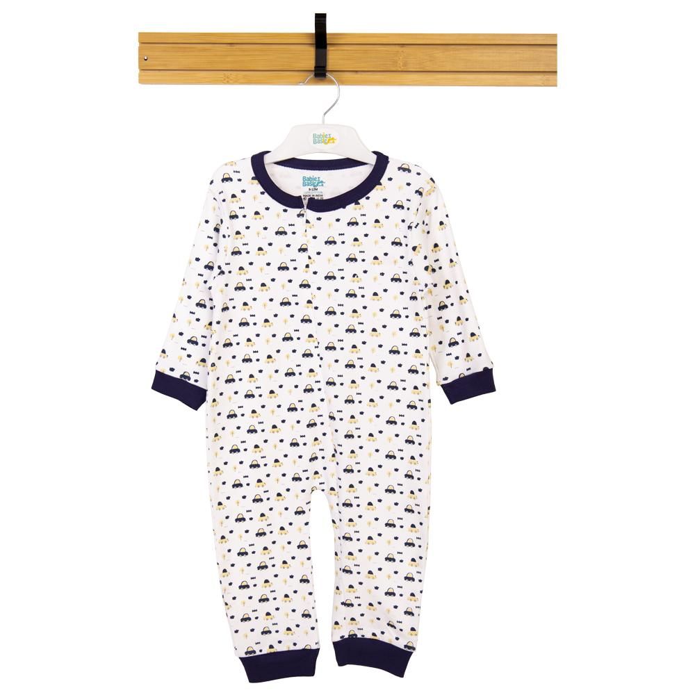 Babies Basic - Printed Long Sleeves Sleepsuit - White