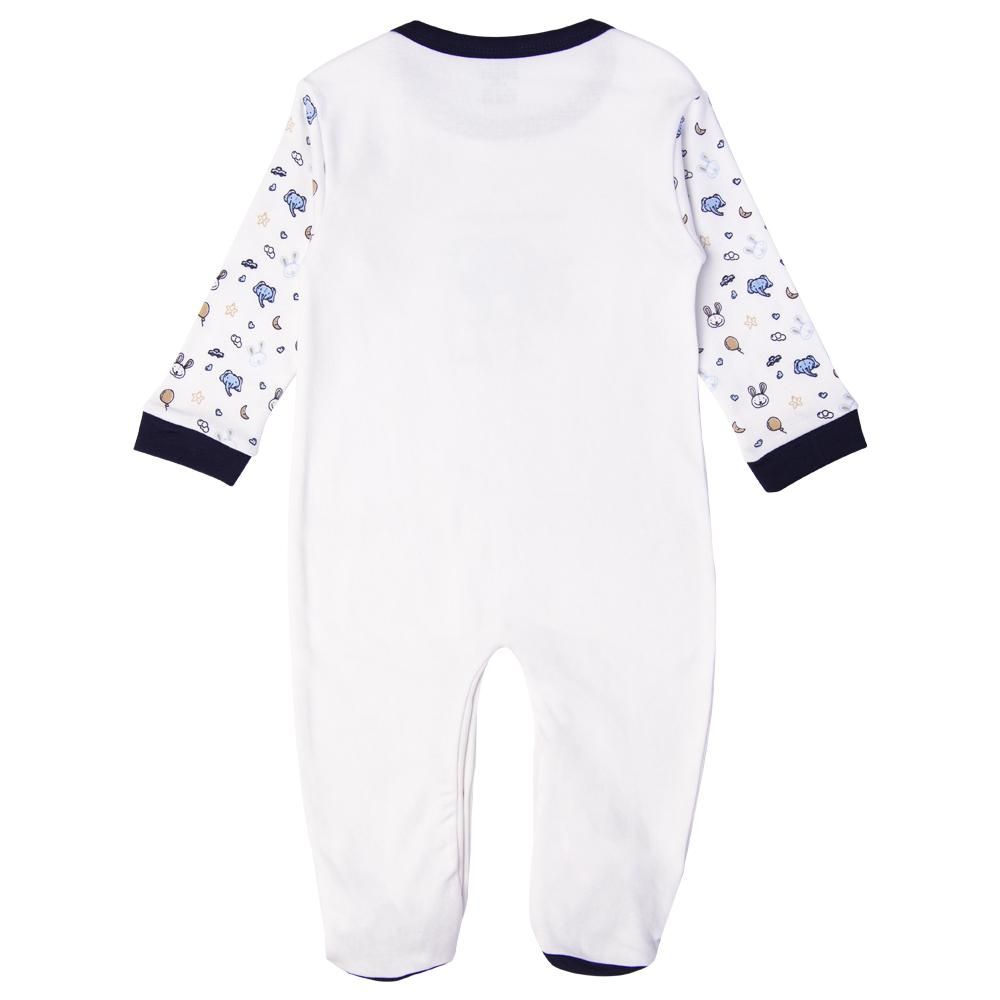 Babies Basic - Printed Long Sleeves Romper - White