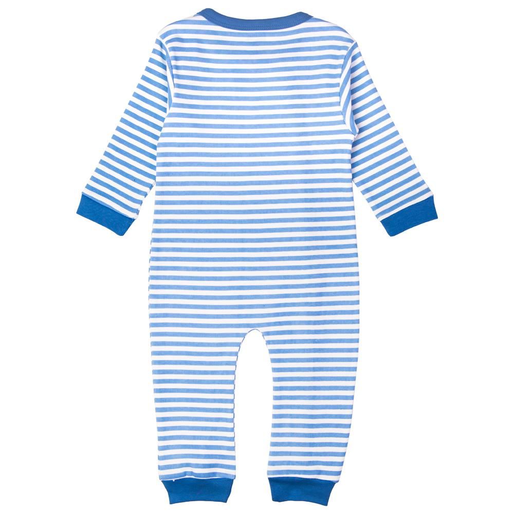 Babies Basic - Printed Long Sleeves Jumpsuit - Blue