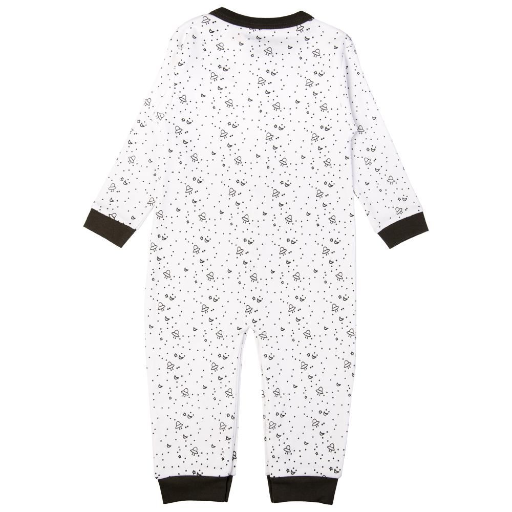 Babies Basic - Printed Long Sleeves Jumpsuit/Romper - White