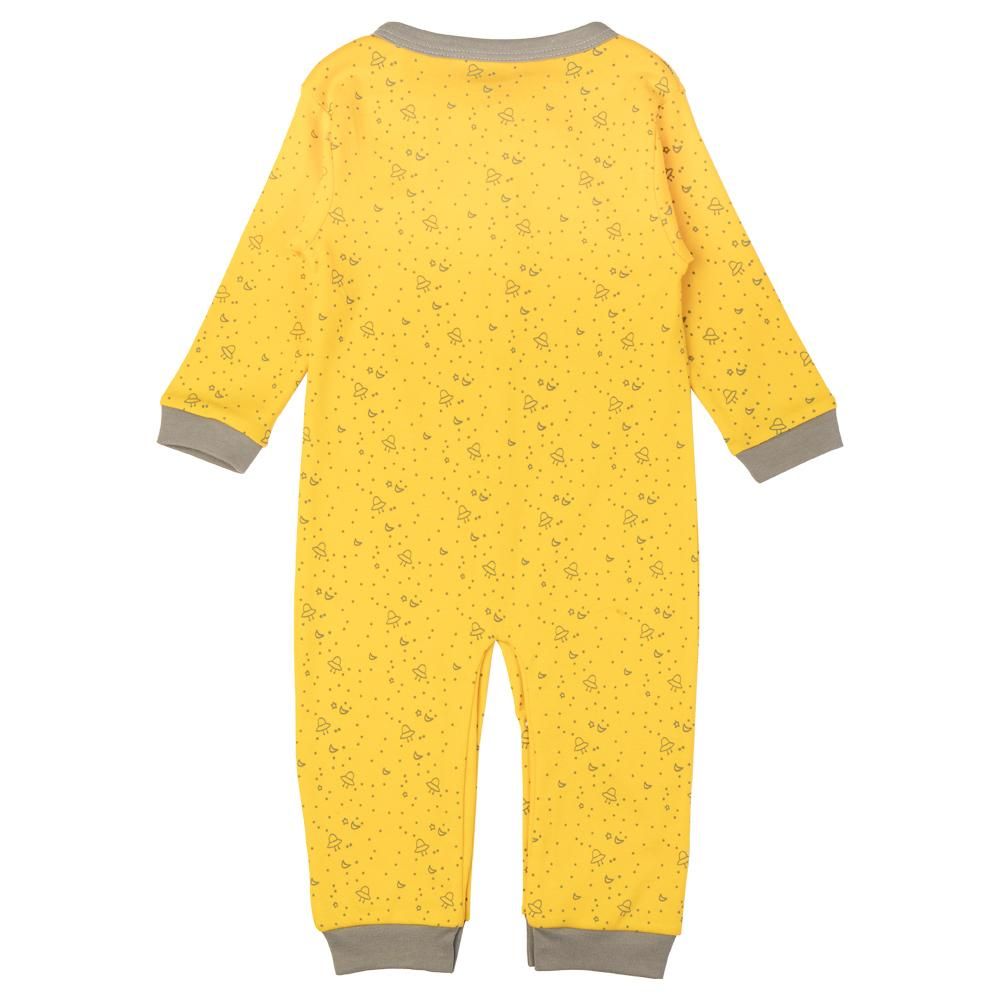 Babies Basic - Printed Long Sleeves Jumpsuit/Romper/Sleepsuit - Yellow