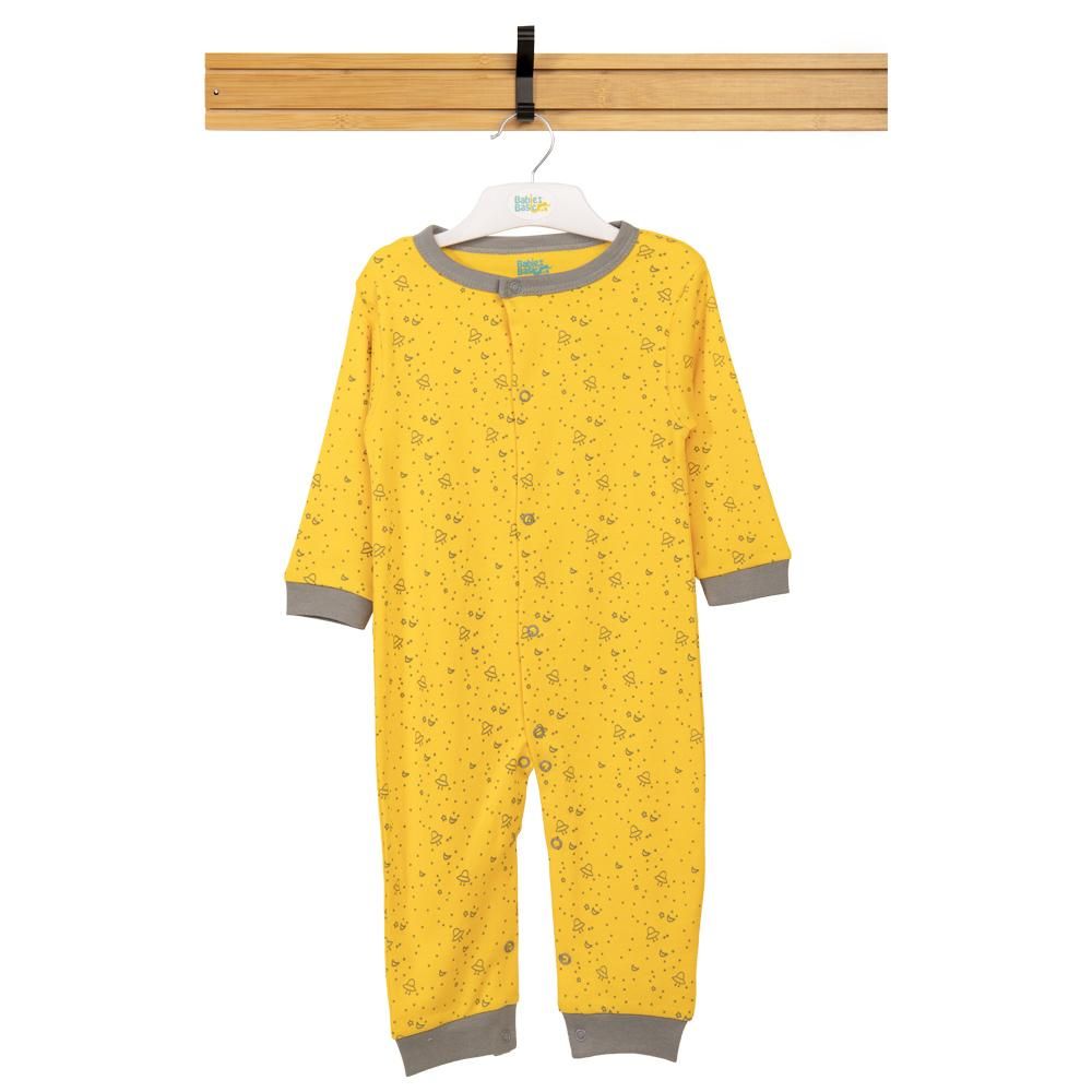 Babies Basic - Printed Long Sleeves Jumpsuit/Romper/Sleepsuit - Yellow