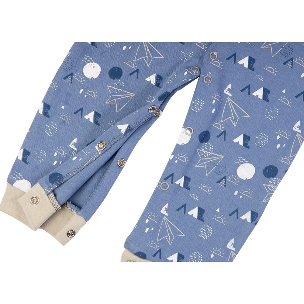 Babies Basic - Printed Long Sleeves Jumpsuit - Dark Sky Blue