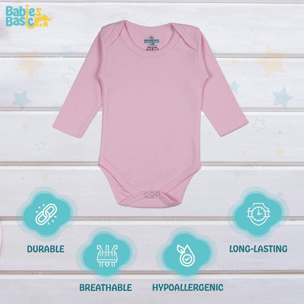 Babies Basic - 6pc-Set - 100% Cotton Girls Long Sleeves Bodysuit_Pink/Lemon