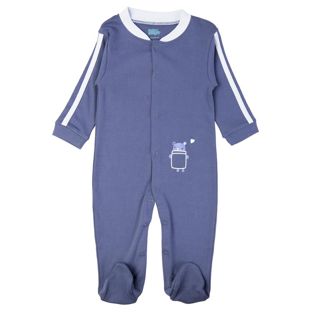 Babies Basic - Printed Long Sleeves Jumpsuit/Romper/Sleepsuit - Dark Blue