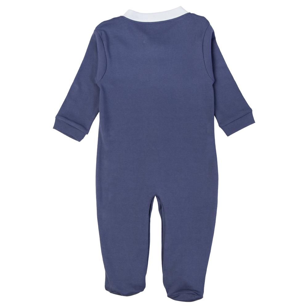 Babies Basic - Printed Long Sleeves Jumpsuit/Romper/Sleepsuit - Dark Blue