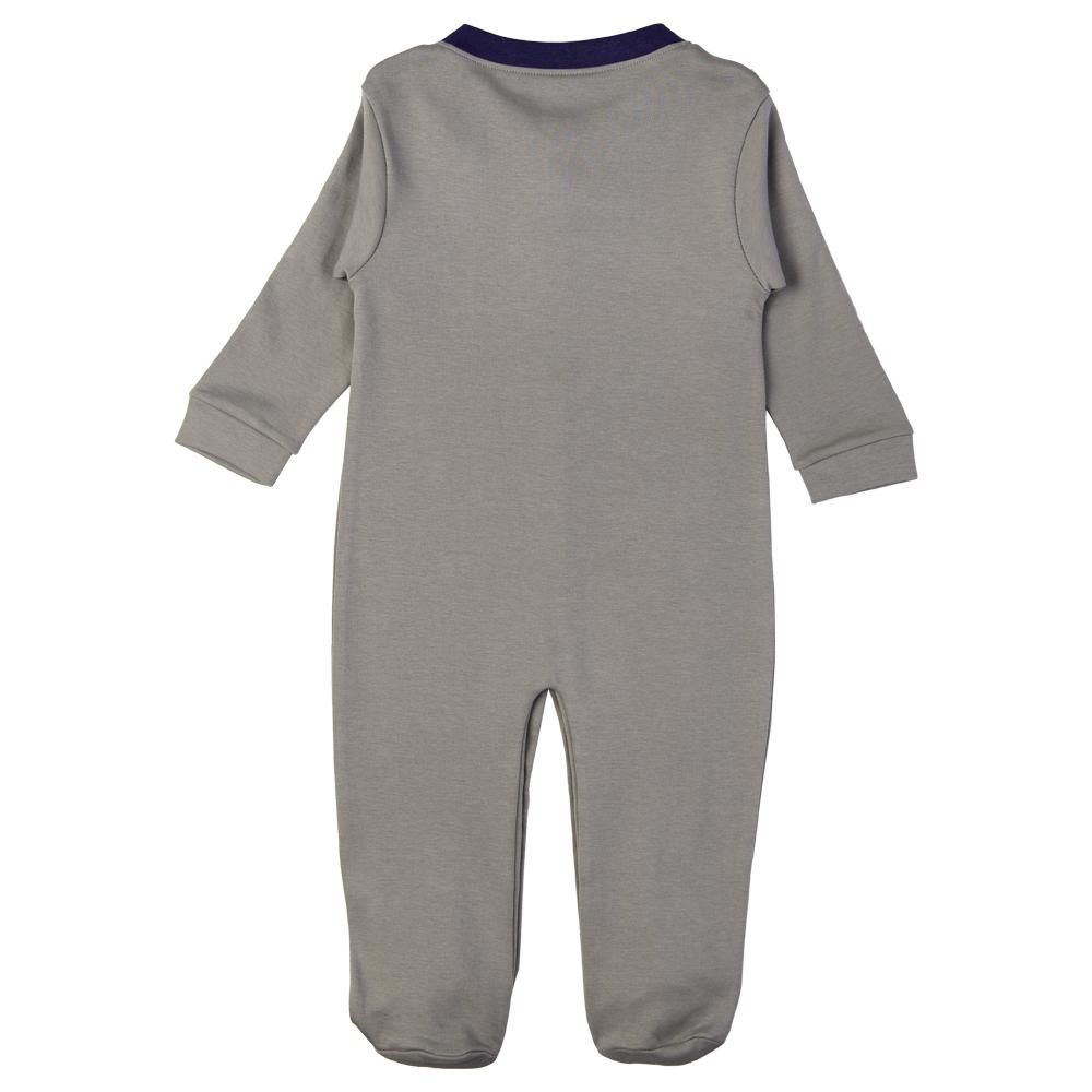 Babies Basic - Printed Long Sleeves Romper/Sleepsuit - Grey/Black