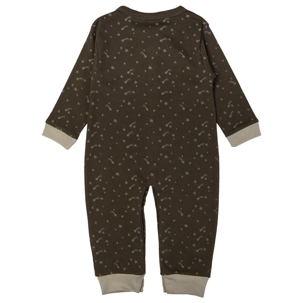 Babies Basic - Printed Long Sleeves Jumpsuit/Romper/Sleepsuit - Olive Green