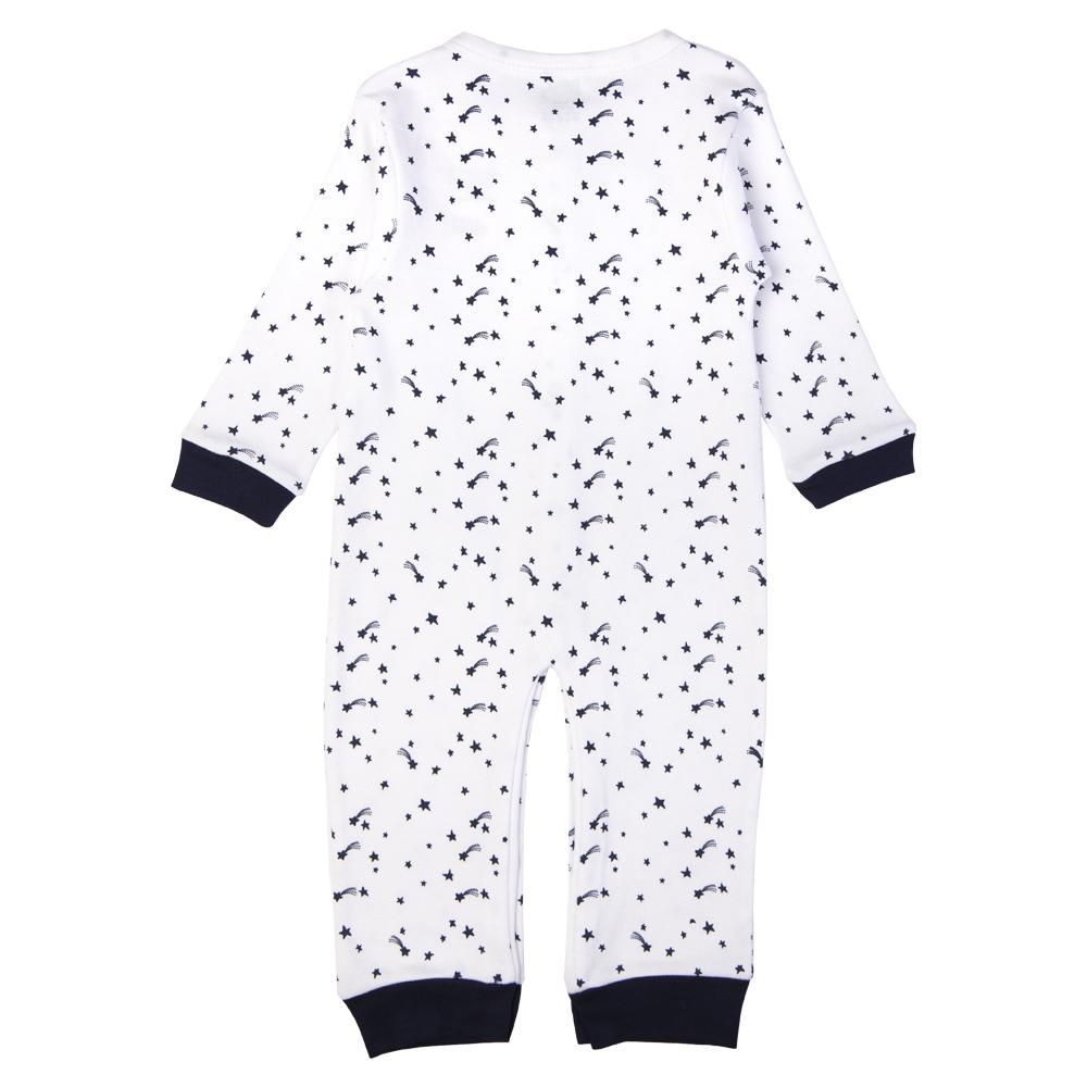 Babies Basic - Printed Long Sleeves Jumpsuit/Romper - White