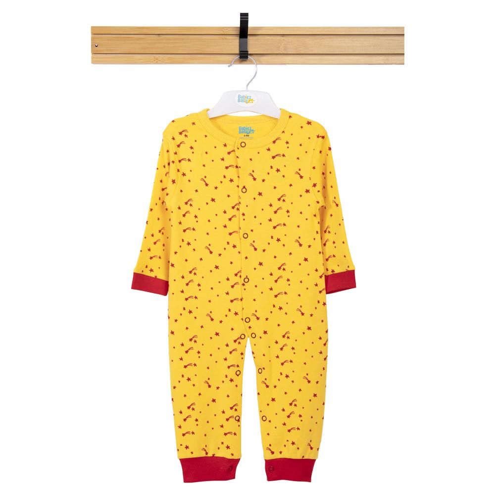 Babies Basic - Printed Long Sleeves Jumpsuit/Romper/Sleepsuit - Yellow/Red