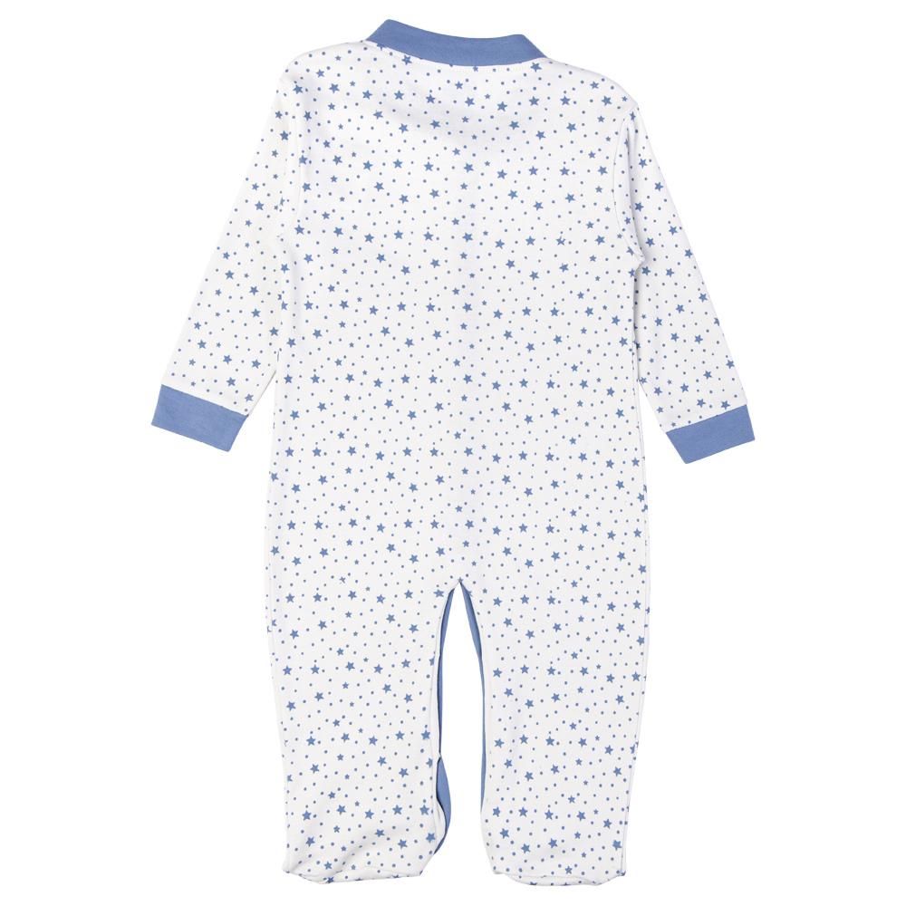 Babies Basic - Printed Long Sleeves Jumpsuit/Romper/Sleepsuit - Blue