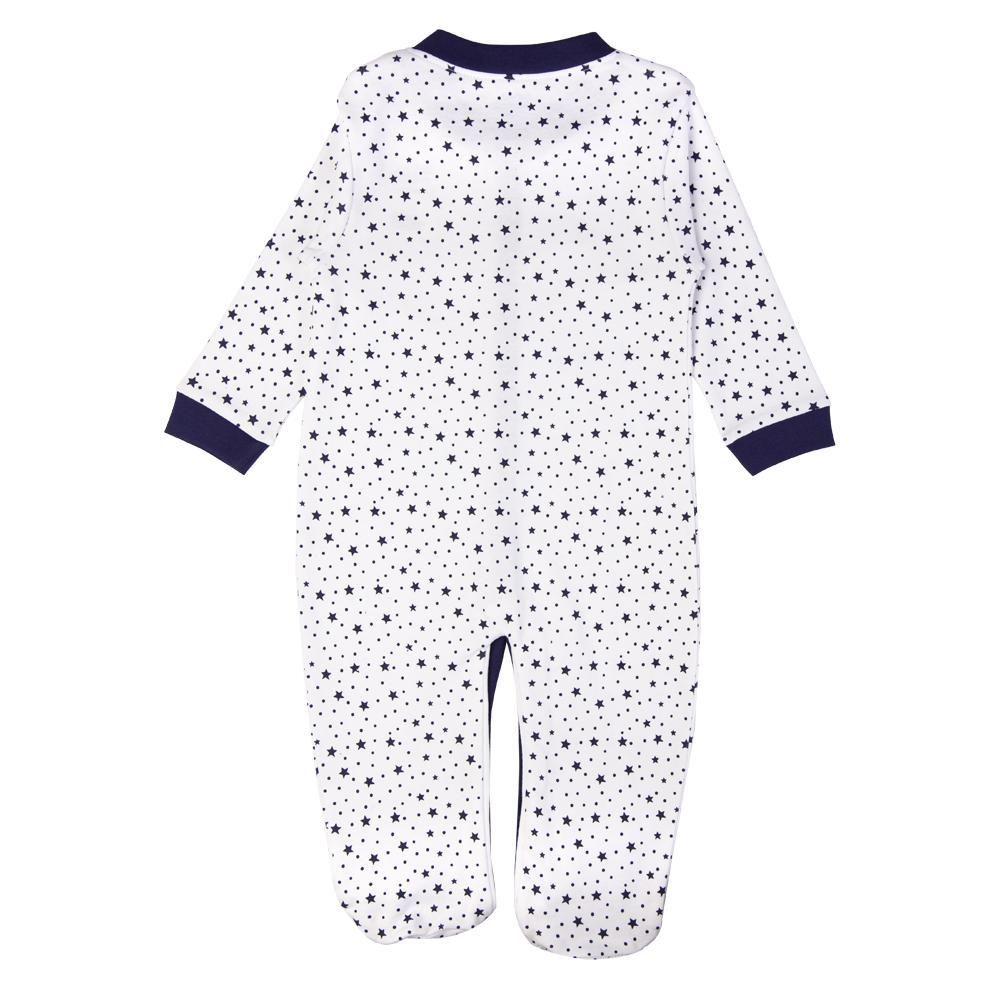 Babies Basic - Printed Long Sleeves Romper/Sleepsuit - White