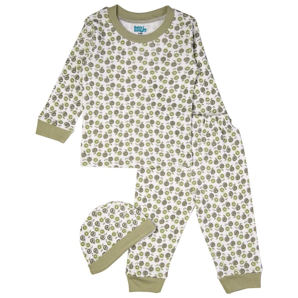 Babies Basic - 7pc Cotton Set - Bib, Romper, Mittens, Blanket, Cap, Top & Pyjama - Pista/White