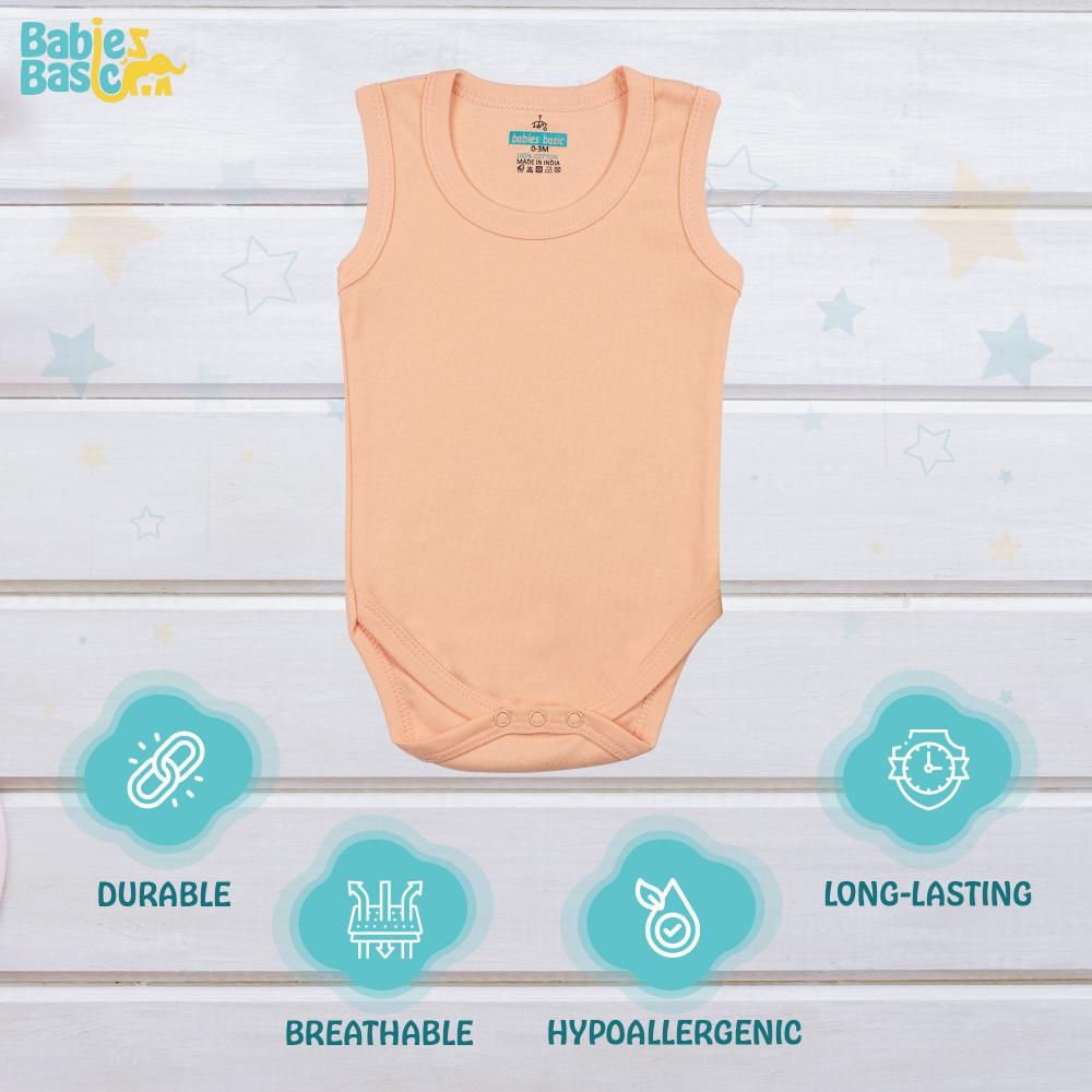 Babies Basic - 6pc-Set - 100% Cotton Boys Sleeveless Bodysuit_Blue/Brown