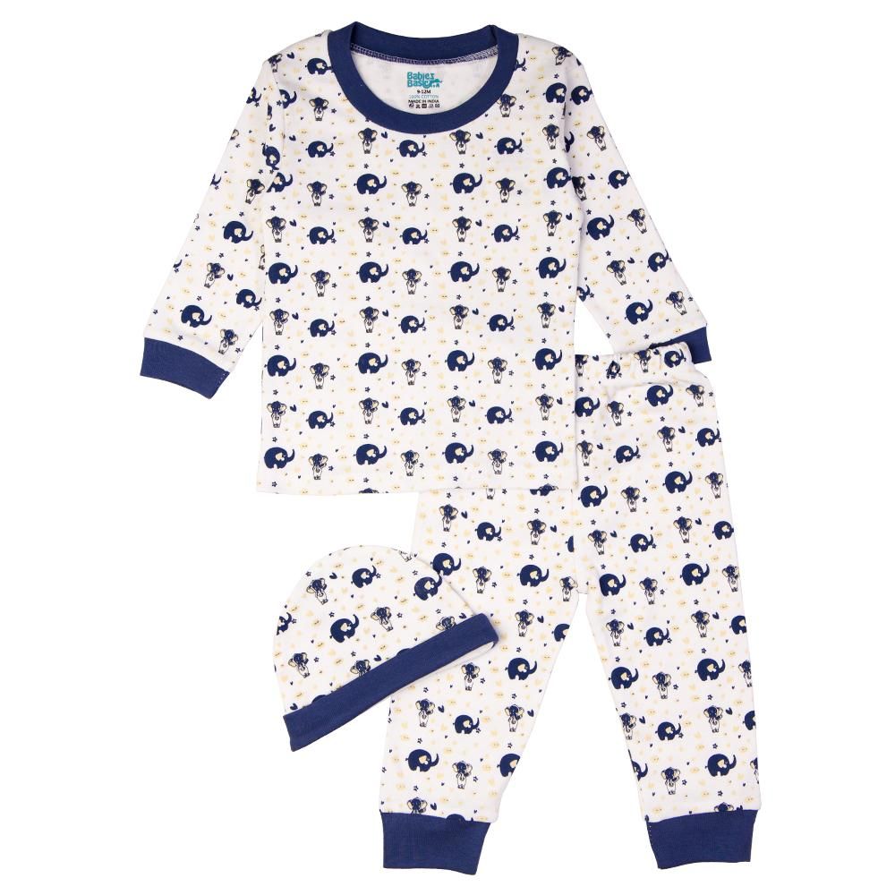 Babies Basic - 7pc-Set - Baby Cotton Gift Set - Elephant - Air Force Blue