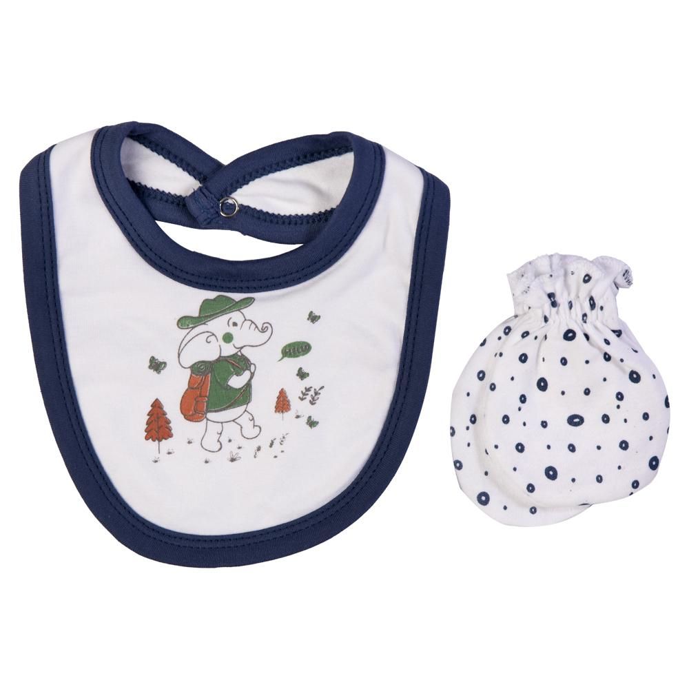 Babies Basic - 5pc Set - Bib, Romper, Mittens, Cap & Sleepsuit - Be Brave - Airforce Blue