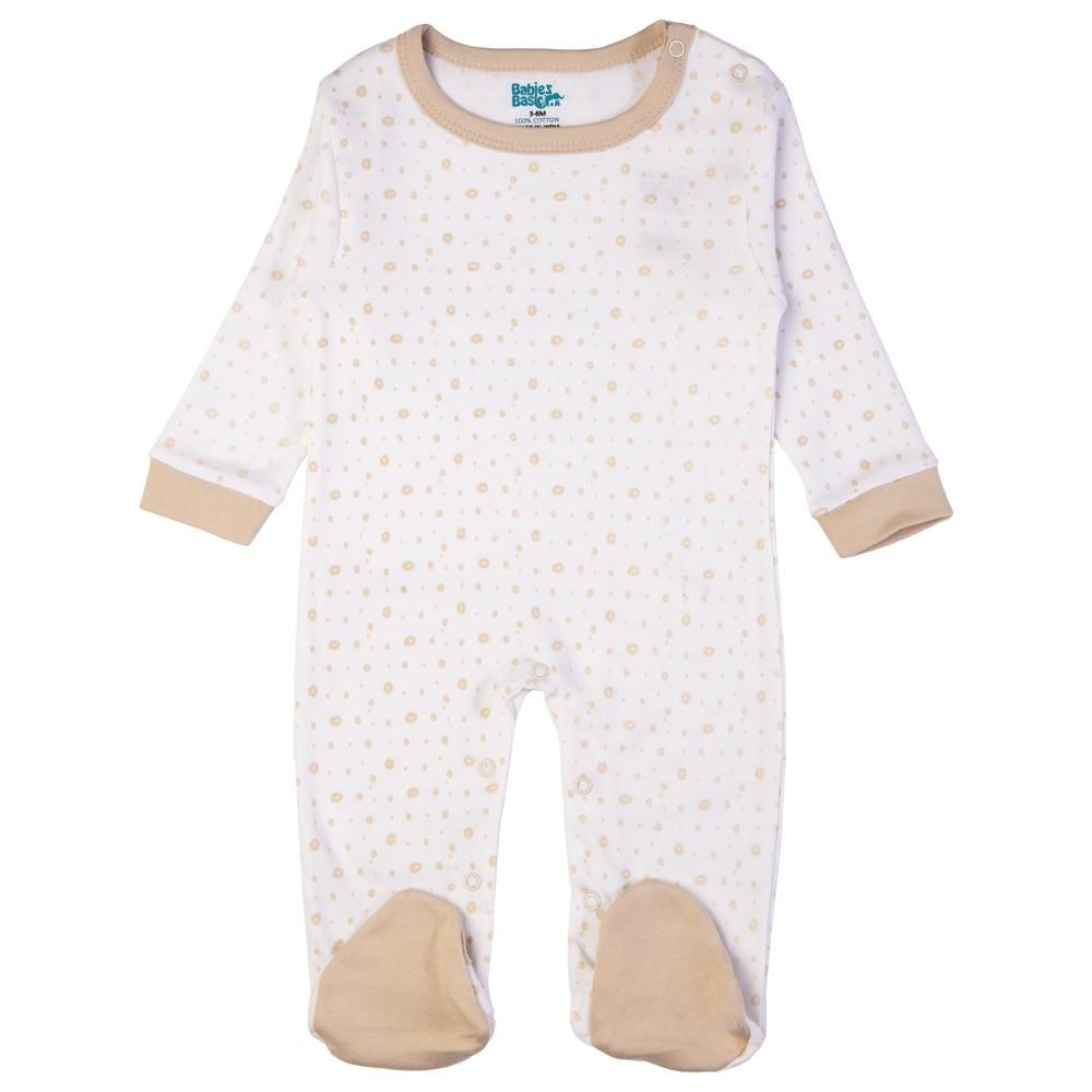 Babies Basic - 5pc Set - Bib, Romper, Mittens, Cap & Sleepsuit - Be Brave - Beige