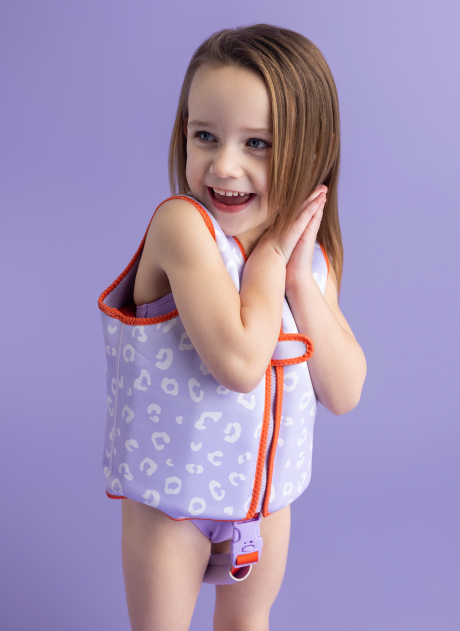 Swim Essentials - Kids Swimming Vest - Lila Leopard