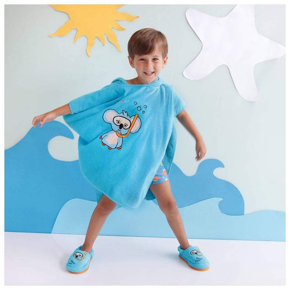 Milk&Moo - Cool Koala Poncho W/ House Slippers - Blue - 2 Pcs