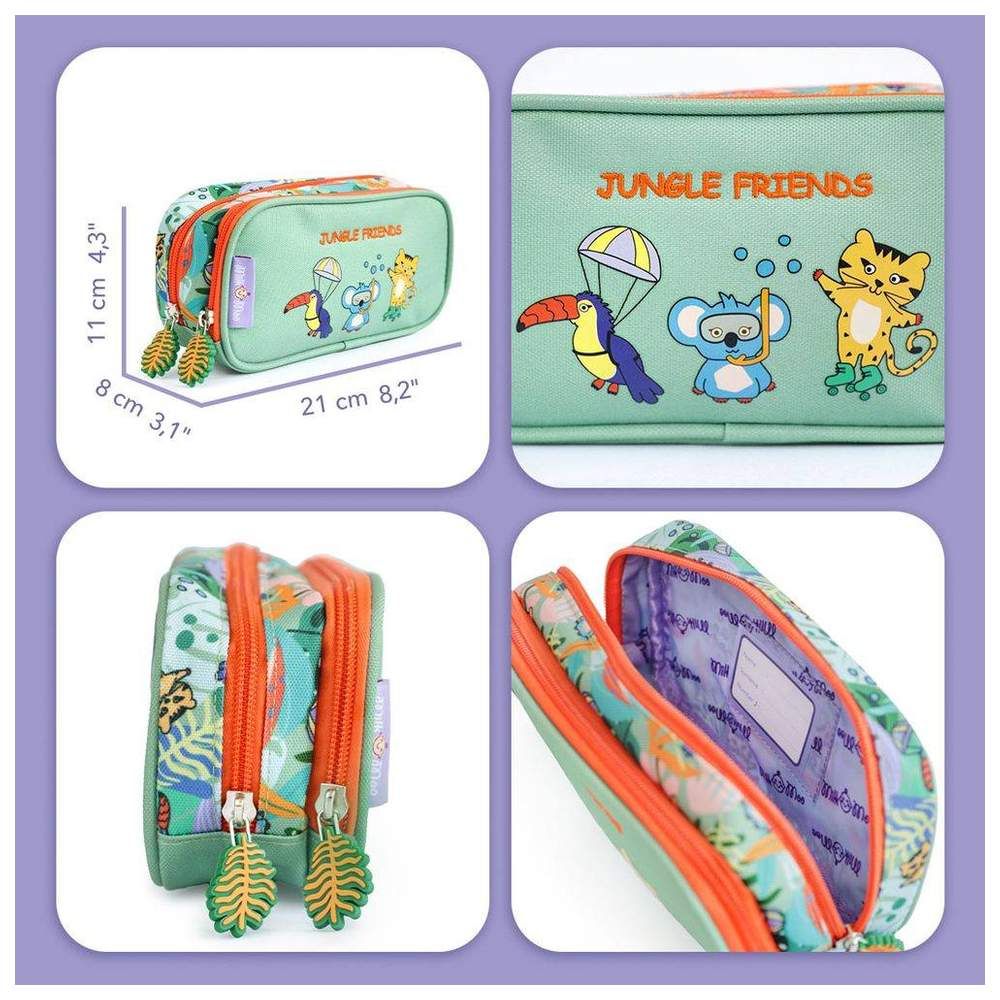 Milk&Moo - Double Compartment Pencil Case - Jungle Friends