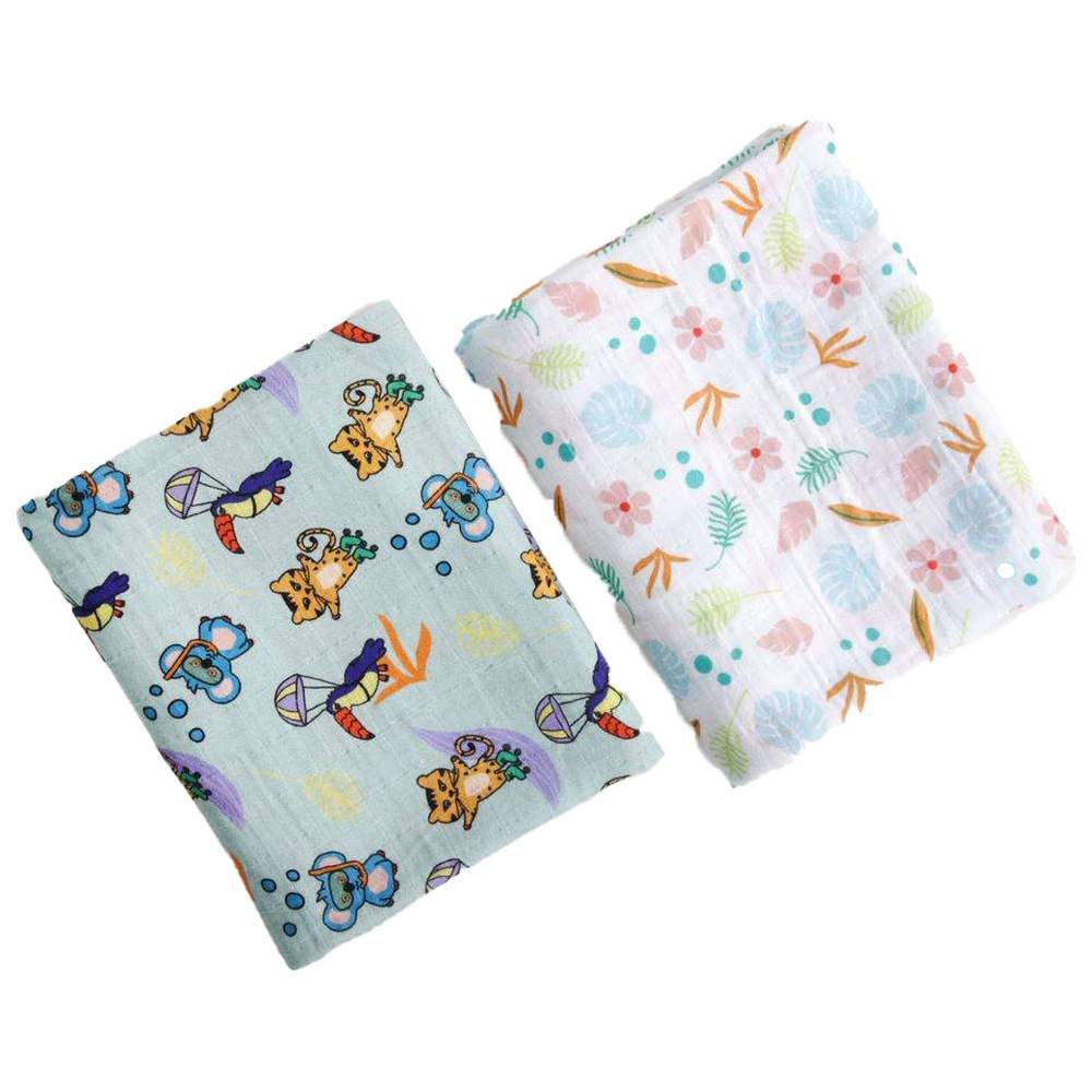 Milk&Moo - Jungle Friends Baby Swaddle Blanket - 2 Pcs