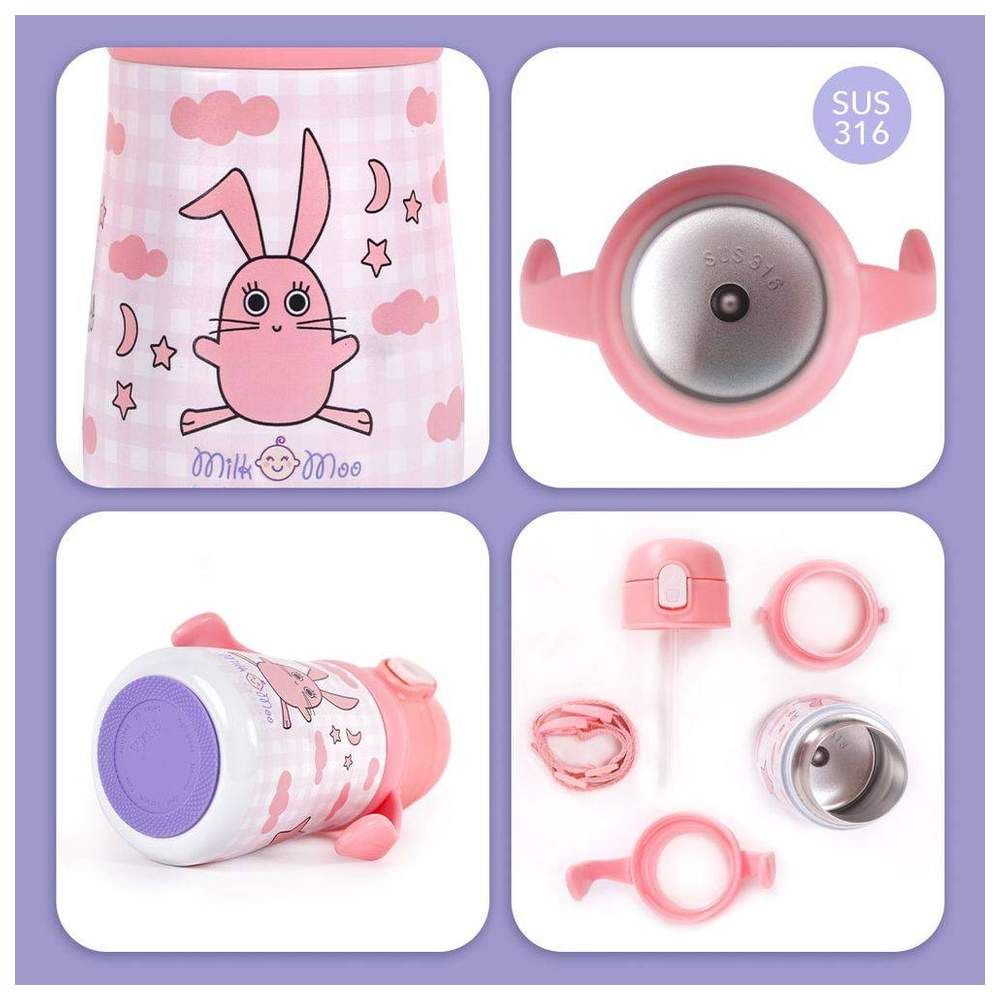 Milk&Moo - Stainless Steel Cancin Flask - Pink Bunny - 360 ml