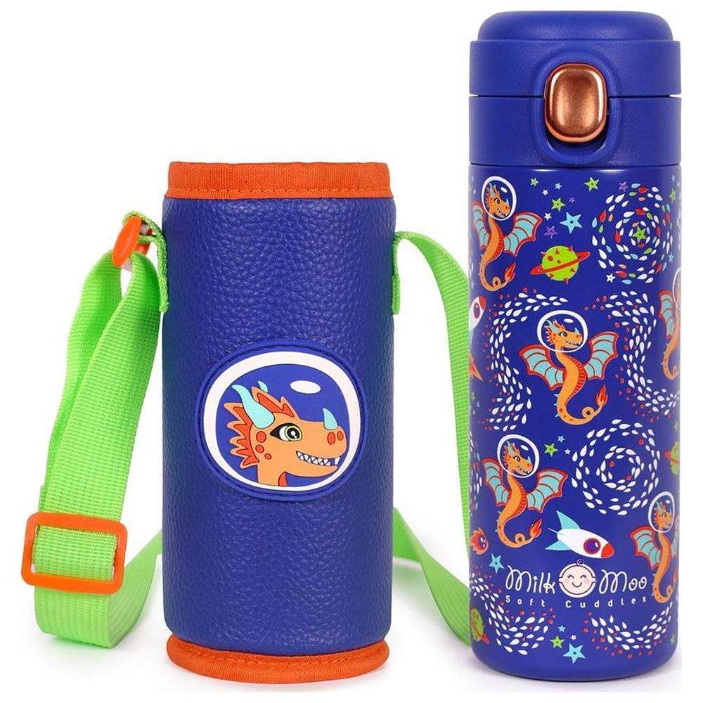 Milk&Moo - Ponix Stainless Steel Water Bottle w/ Carrying Bag - 420 ml