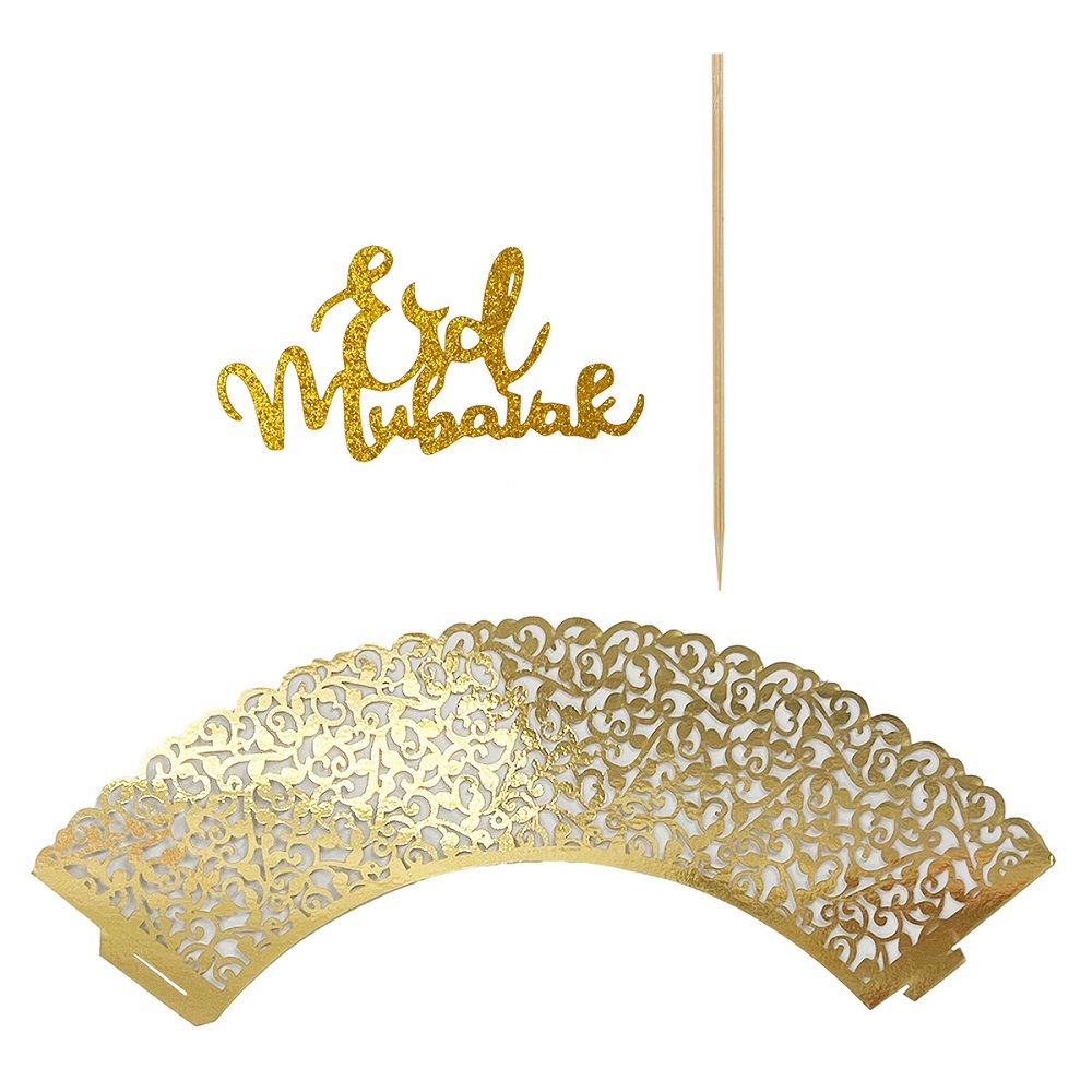 Party Magic - Eid Mubarak Cake Toppers & Wrappers 15cm - 8pcs