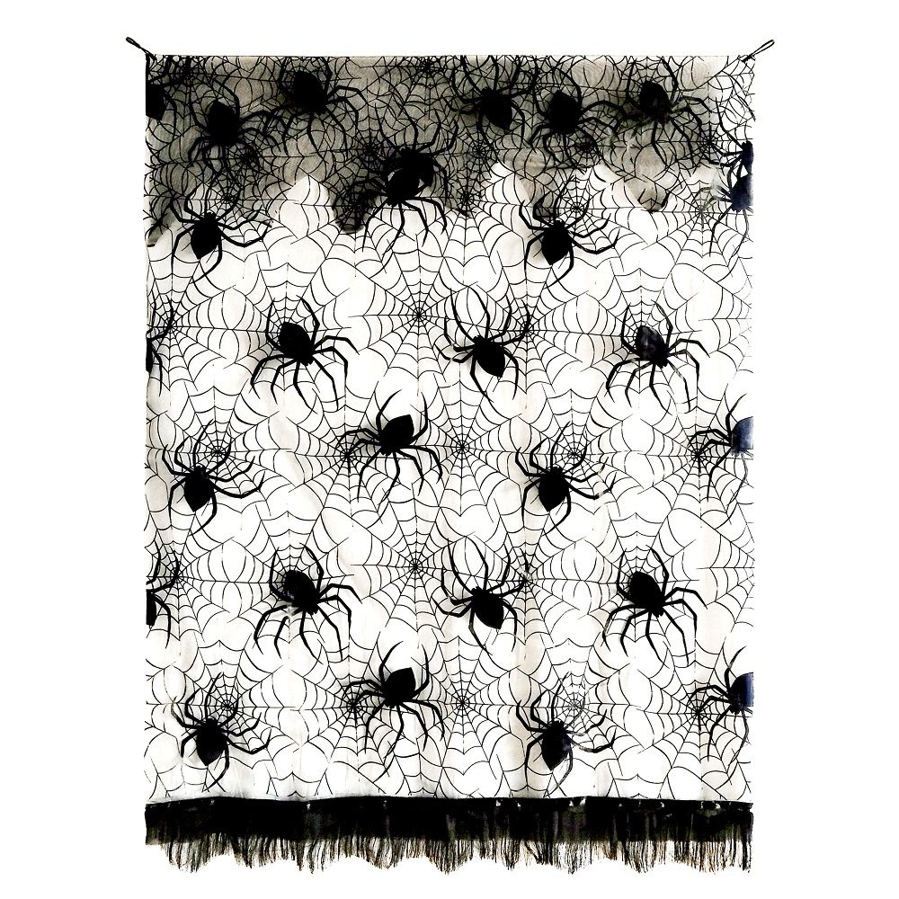 Party Magic - Halloween Decoration Spider Web Curtain - Black