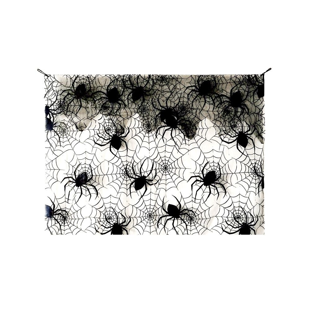 Party Magic - Halloween Decoration Spider Web Curtain - Black