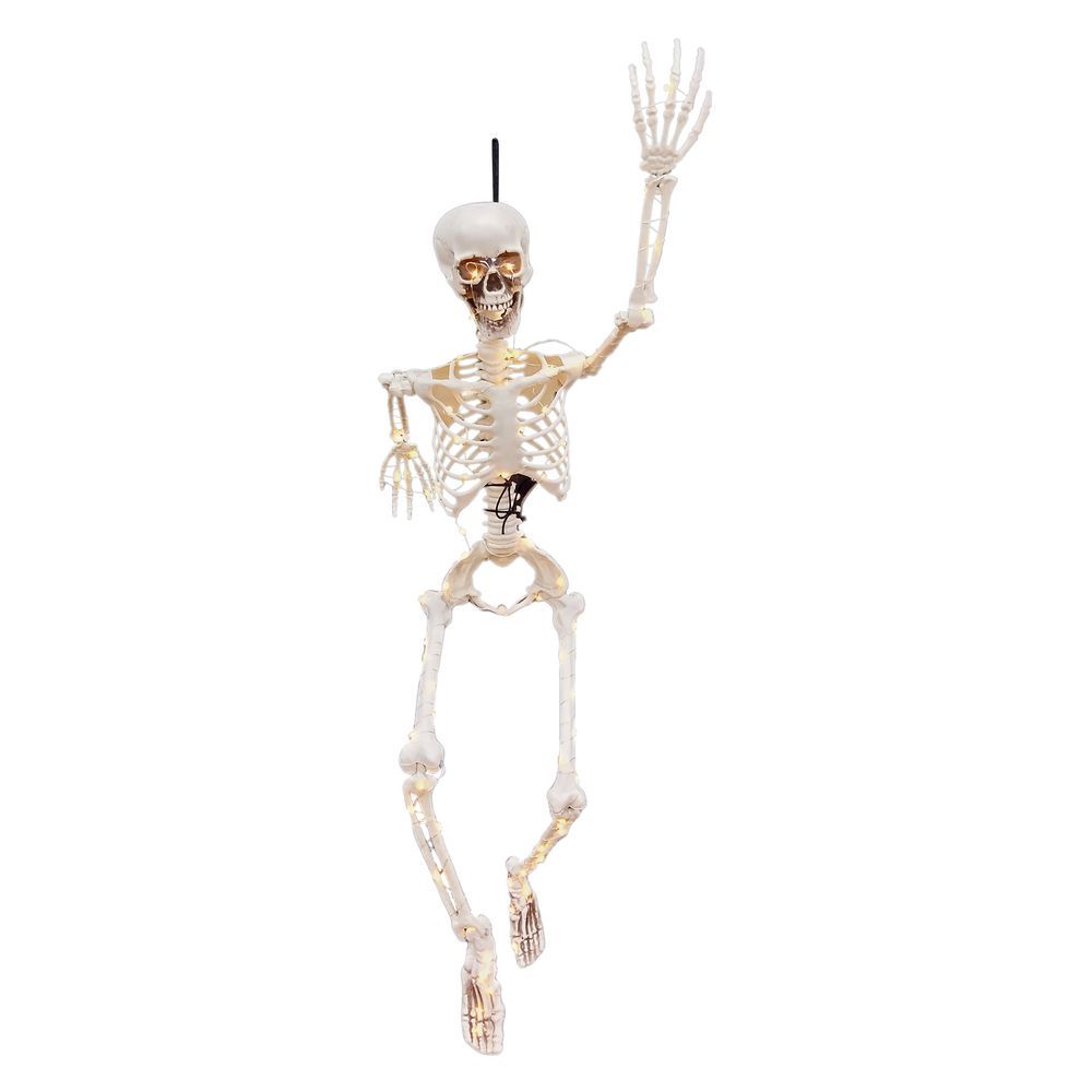 Party Magic - Poseable Skeleton With Lights - White - 90cm