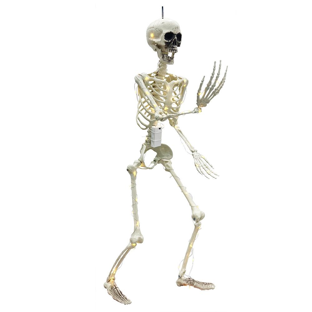 Party Magic - Poseable Skeleton With Lights - White - 90cm