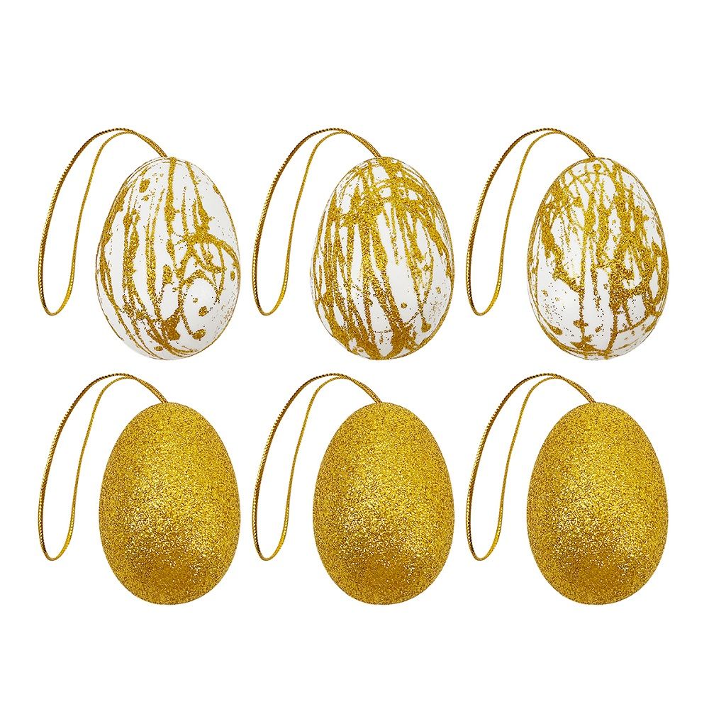 Party Magic - Easter Decorated Eggs Assorted Gold 6cm - Pack of 12