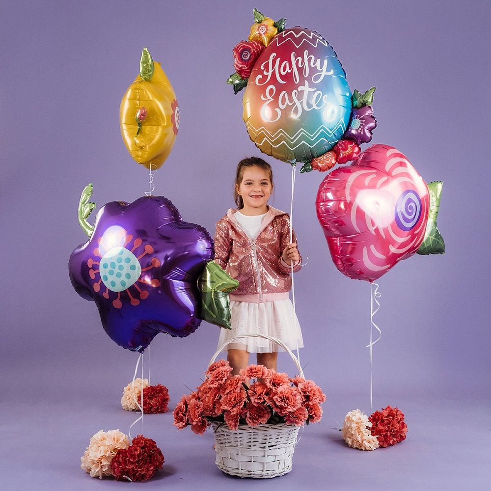 Betallic Balloon Co - 27 Inch Easter Egg Flowers Foil Balloon