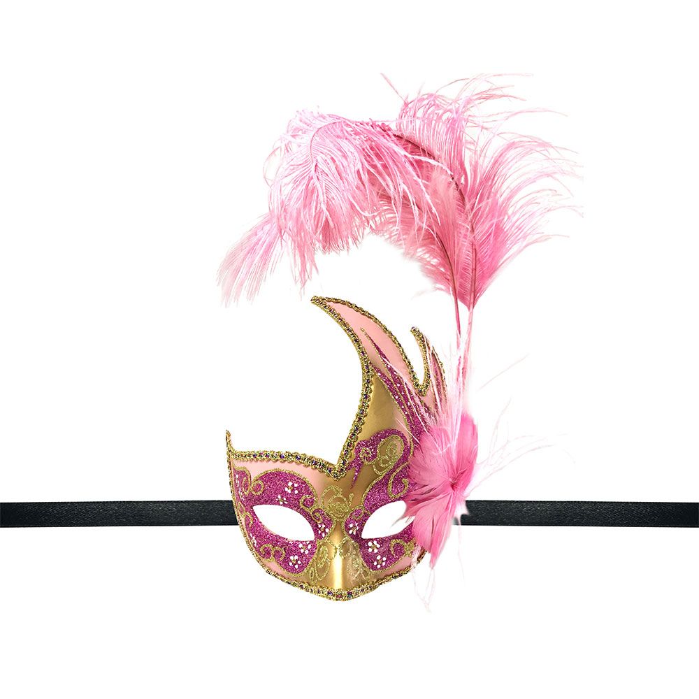 Party Magic - Pink Feathered Party Mask