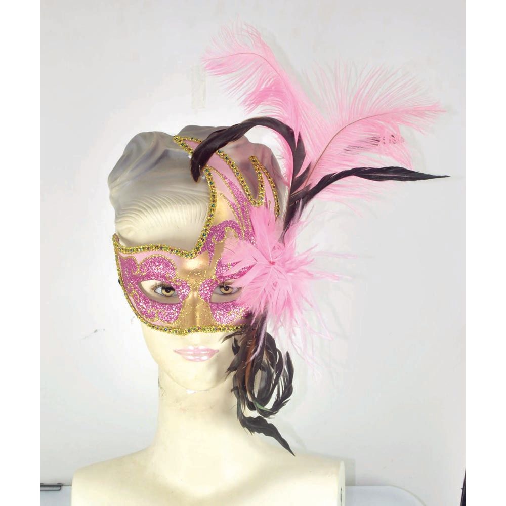 Party Magic - Pink Feathered Party Mask