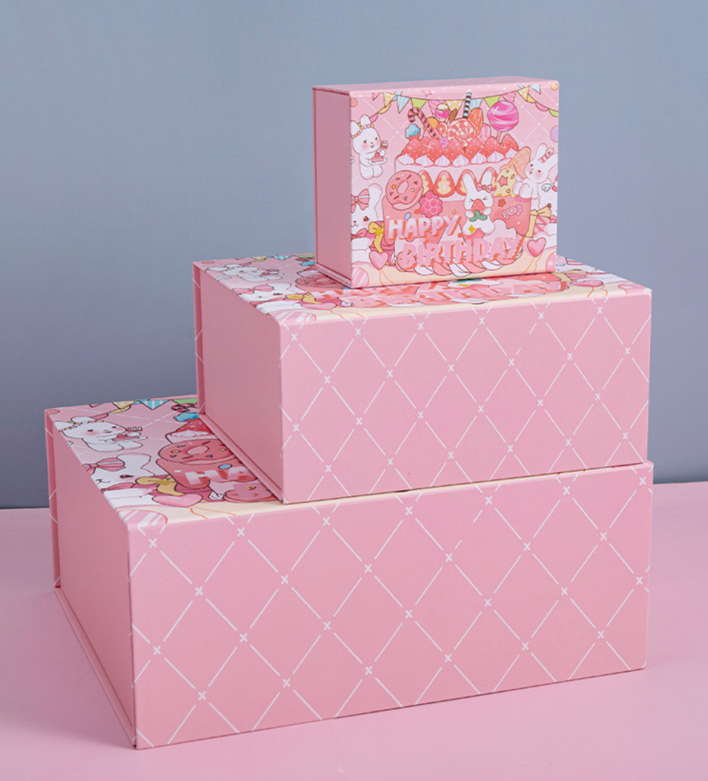 Y-PaperCo. - Happy Birthday Day Gift Box For Girl - Medium 24x21x11cm